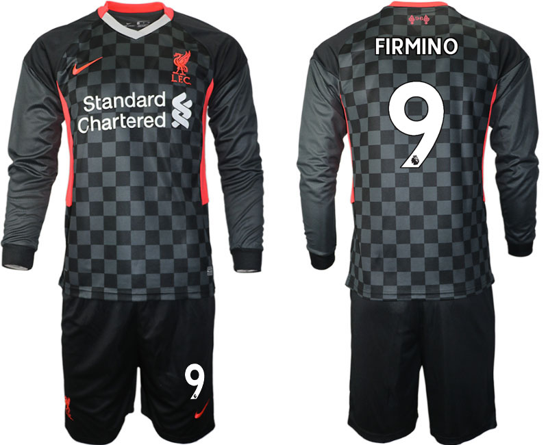 Men 2021 Liverpool away long sleeves #9 soccer jerseys->customized soccer jersey->Custom Jersey